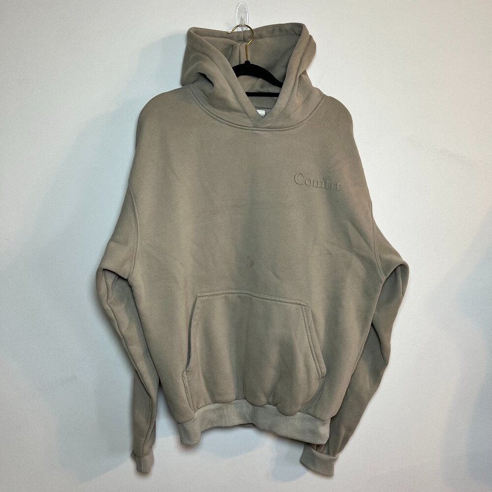 Comfrt Minimalist Hoodie Cement Size Small Oversized Sweatshirt Cozy Loungewear
